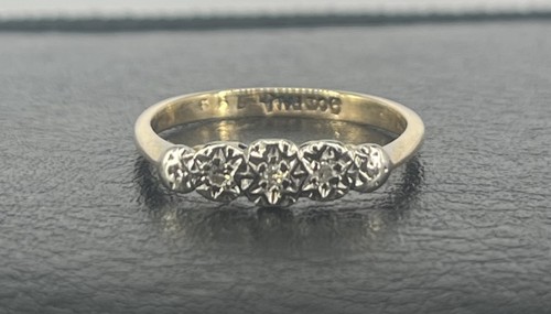 9ct Yellow Gold 0.05ct Diamond Cluster Ring, UK Size M, 1.6g - Picture 2 of 6