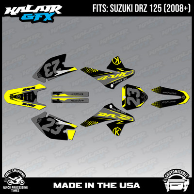 Graphics Kit for Suzuki DRZ125 and DRZ125L (2008+) Evader Series - Yellow