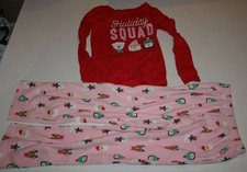 NEW Carter's Girls 2 Piece 4T Holiday Squad Fleece Pajamas PJs Top Pants Set