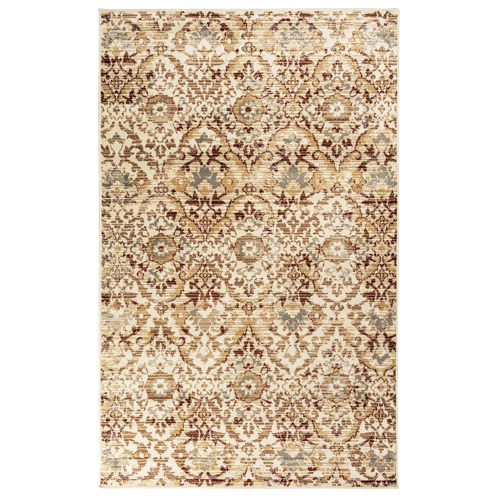 Modern Plush Damask Rug with Jute Backing for Living Room & Entryway