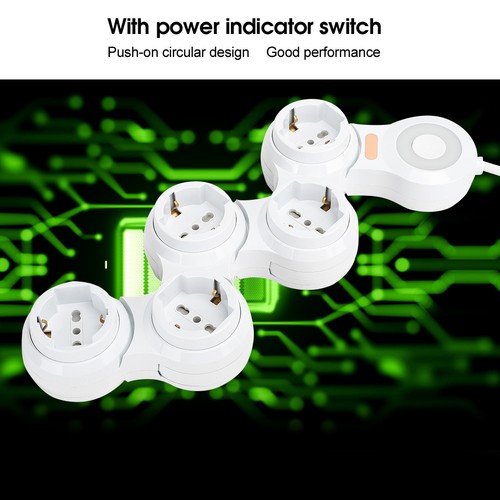 EU Plug 220V-250V Power Strip Deformation 5 Concave Jack 10A With Power Indi NEW - Afbeelding 11 van 12