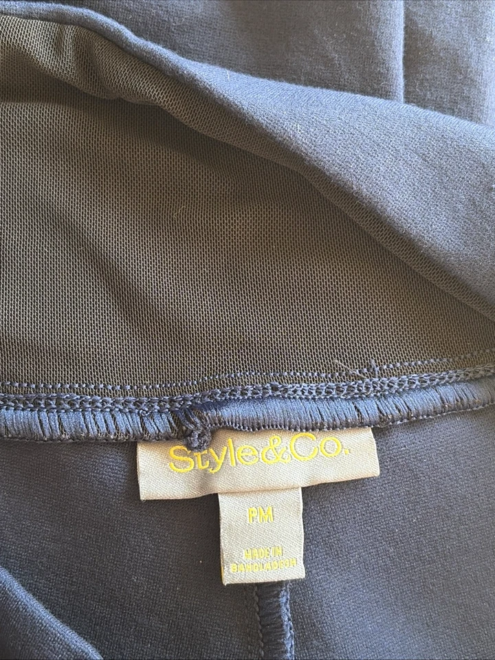 Pantalones Ponte Style & Co Azul Marino Pull On Elastizados Pierna Ancha Para Mujer Pequeños Medianos Foto 3 de 4