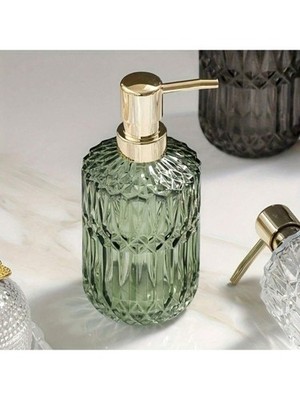 Green Glass Pump Soap Dispenser Refillable For Hand Soap Body Wash Shampoo