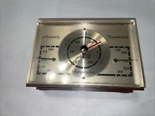 Vintage Working Airguide Desktop Barometer Thermometer Weather Station MCM Wood