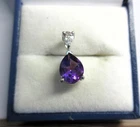 STERLING SILVER AMETHYST & TOPAZ Gemstone Teardrop Cut PENDANT