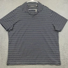 Daniel Cremieux Polo Shirt Mens 2XL Navy White Striped Signature Collection