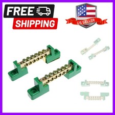 2pcs 6 Positions Terminal Bus Bar Terminal Block Brass Wire Screw Terminal Gr...