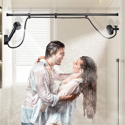 DEVA FRONSA Dual Shower Head for Couples, Double System Two Black 