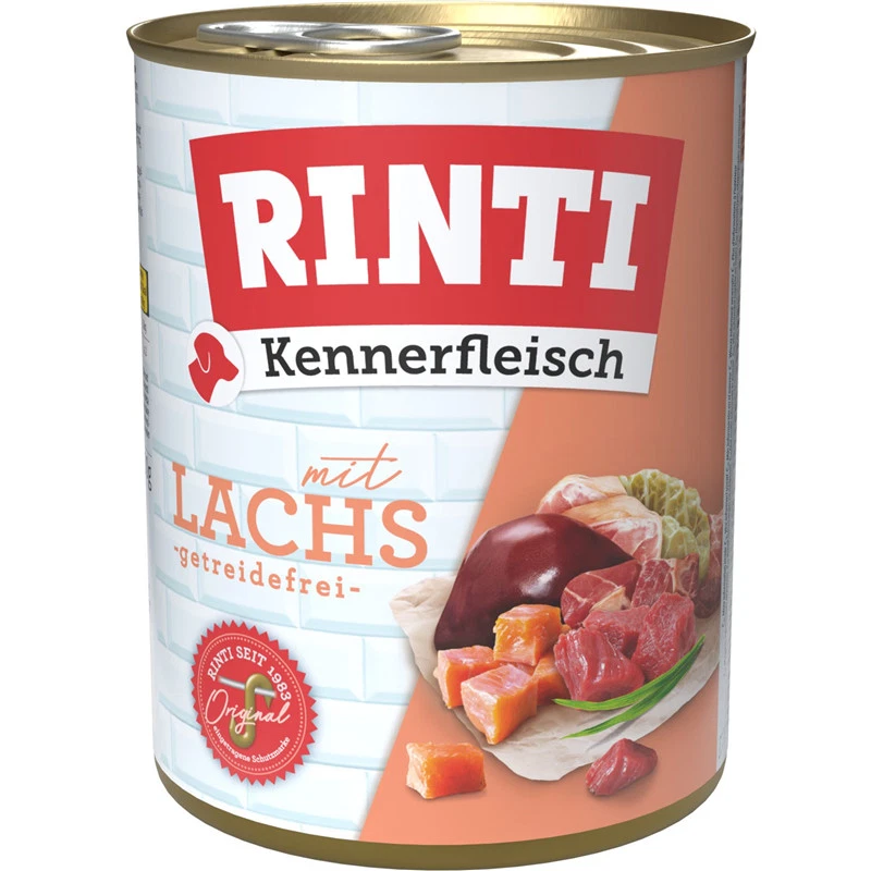 Rinti Kennerfleisch mit Lachs Hunde Nassfutter getreidefrei: 12 x 800 g