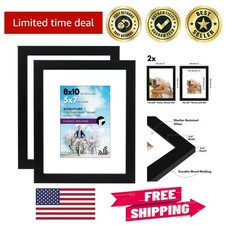 2-Pack Classic Black Picture Frame Set with Shatter-Proof Glass Protection