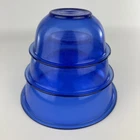 Vintage Set of 3 Pyrex Cobalt Blue Clear Nesting Mixing Bowls 325 323 322 USA