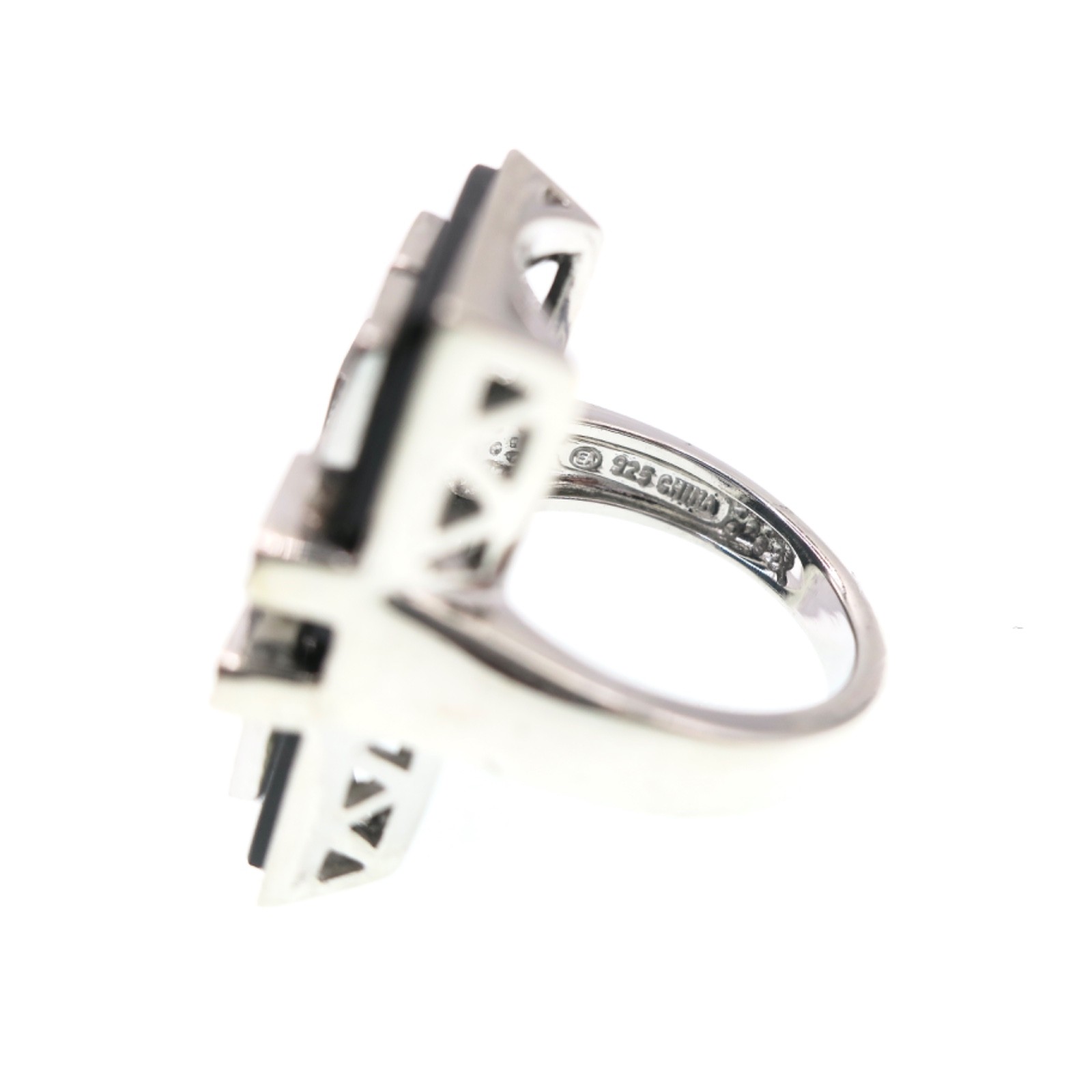 Sterling Silver Affinity Diamond Onyx Ring, Finge… - image 3