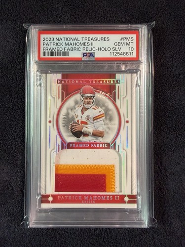 2023 National Treasures Framed Fabric Relic Holo Patrick Mahomes II /25 PSA 10