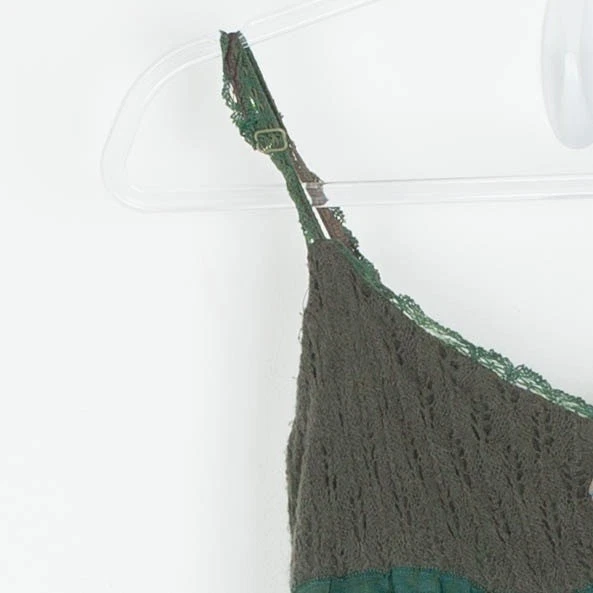 Maxi Vestido Free People Mujer Seda en Niveles Talla 8 Verde Sin Mangas Boho Hada Foto 4 de 4