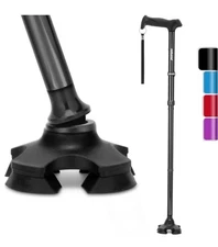 REHAND Walking Cane for Men & Women - Foldable, Adjustable, Black 