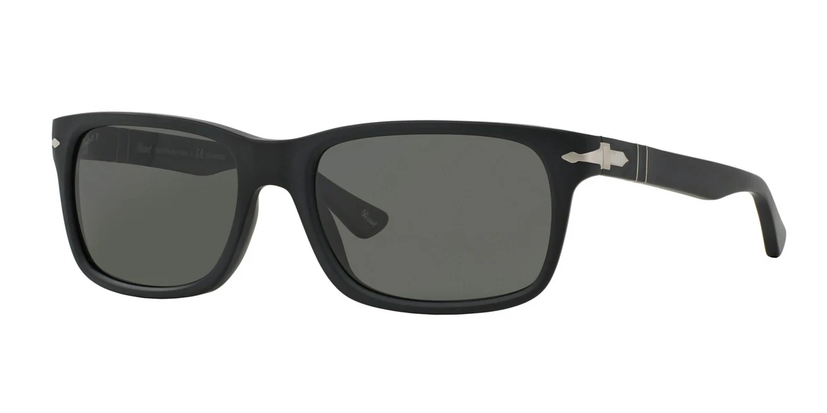 PERSOL PO3048S 900058 Rectangle Black Polarized Green 58 mm Men's Sunglasses