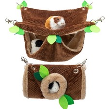 Guinea Pig Hideout - Fleece Rat Tunnel  Hammock Set House Cage Small, Brown