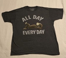 XL Curious George T-Shirt Gray All Day Every Day Graphic Short Vtg