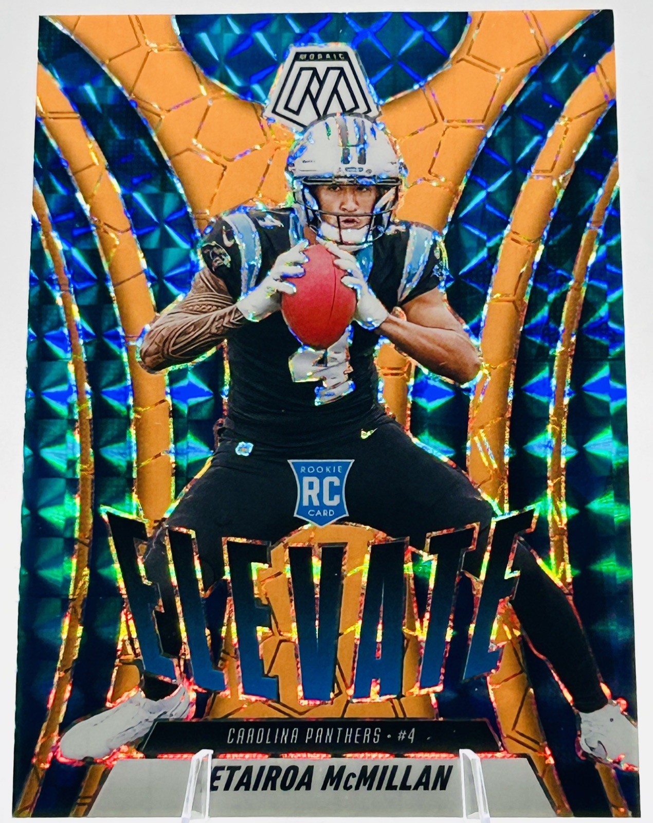Tetairoa McMillan 2025 Mosaic Elevate Orange Flourescent SP RC CAR Panthers