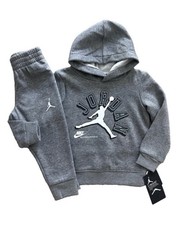 Nike Air Jordan 2 Piece Set Hooded Sweatshirt  Jogger Pants Gray Boys 2T NWT