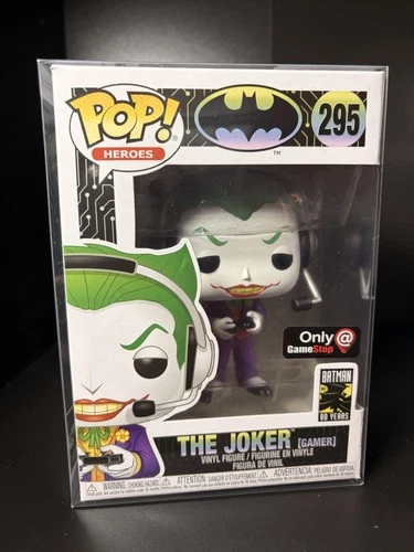 Funko Pop! HEROES The Joker (Gamer) #295 GameStop Exclusive w/ protector