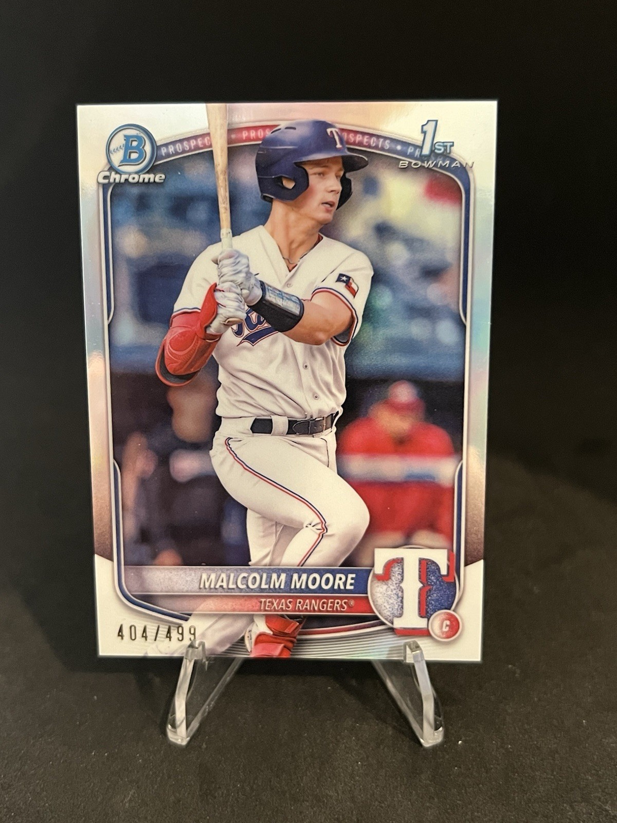 Malcolm Moore 2025 Bowman #BCP-129 1st Bowman Chrome Refractor /499 (RC) Rangers