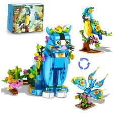 Flower Cat Building Set, 3 in 1 Floral Parrot Butterfly Animal Figure Building