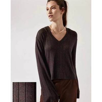 Athleta Harmony Pose Hoodie Top Mahogany Heather Yoga Sporty Women's Size XS