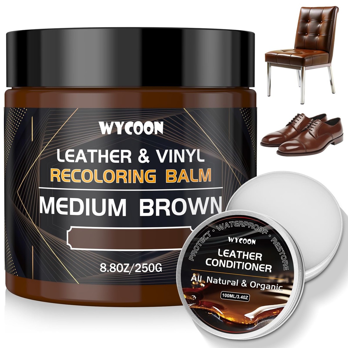 WYCOON Leather Recoloring Balm & 100ml Mink Oil Conditioner