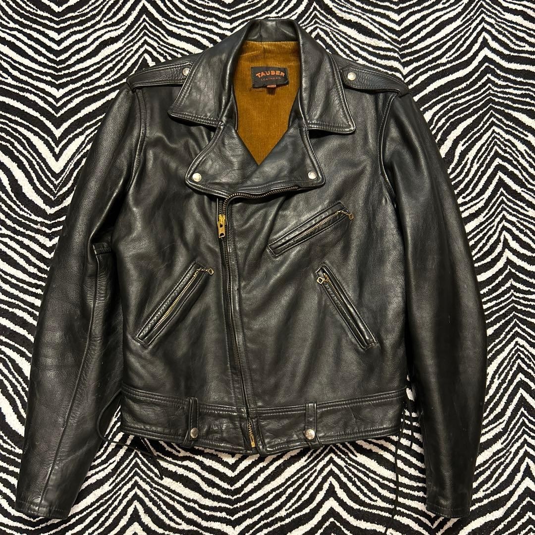 50s 60s インディアナポリス モーター スピードウェイレーシングジャケット Vintage 1950s-60s Tauber Black Leather Policeman Jacket Size 44