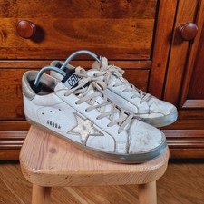 Scarpe da ginnastica Golden Goose superstar in pelle bianco e oro eu 40 UK 7 