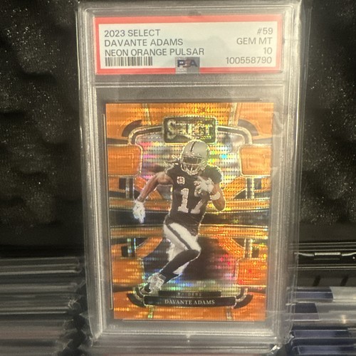 2023 Panini Select Davante Adams 4/7 SSP FOTL Orange Pulsar PSA 10 Pop 1 - Picture 1 of 5