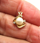 14K Yellow Gold Pearl & Diamond Pendant 1.5 Gr [P68] — photo 1