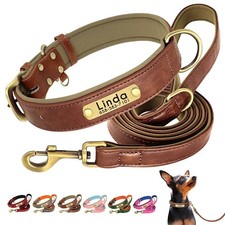 Soft Leather Personalized Dog Collar ID Tag Engraved for Small Medium Large Dogs