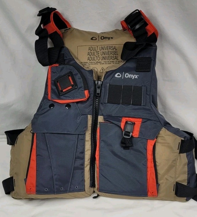 Fishing Adult Oversize Life Jacket Vest, Tan/black, Absolute