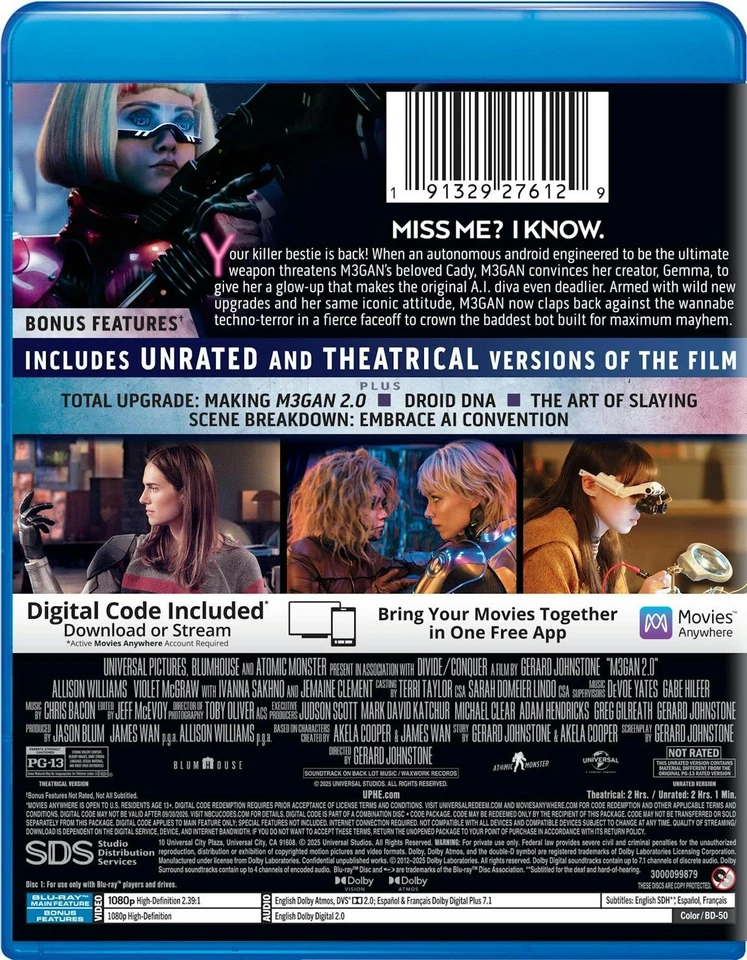 M3GAN 2.0 - Unrated Edition Blu-ray + Digital Blu-ray  NEW - Image 4 of 4
