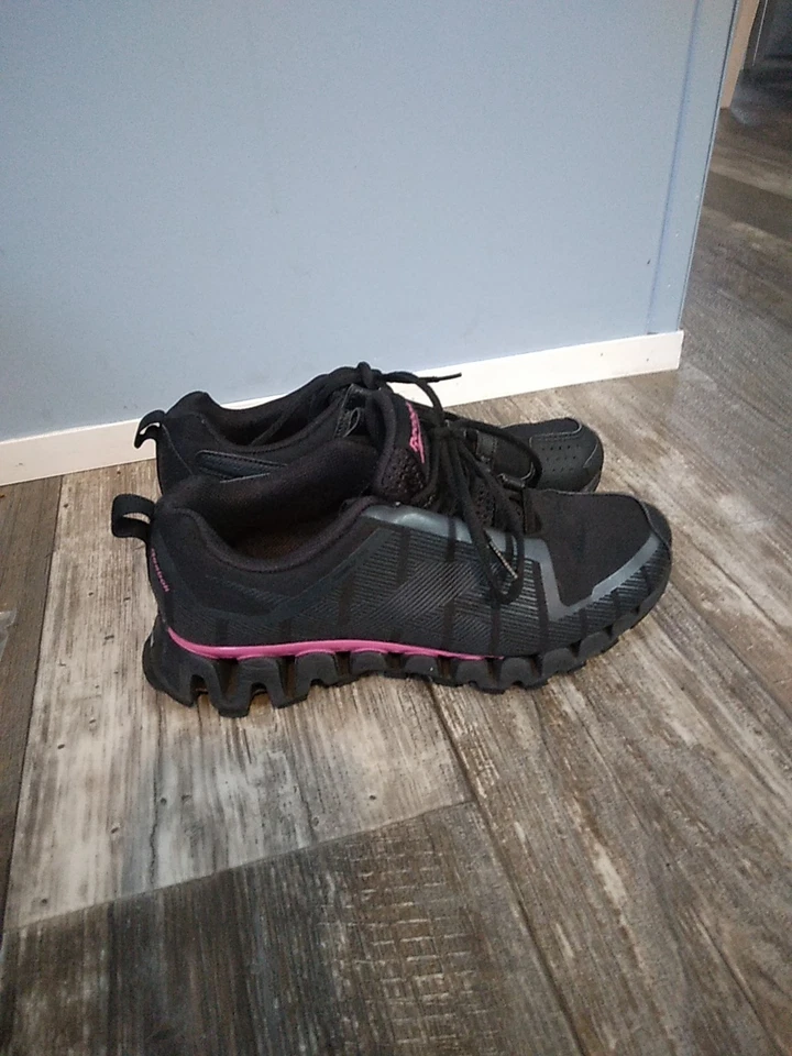 Zapatos Reebok Zig Tech para mujer 7 negros/púrpura atléticos gimnasio correr ¡BONITOS! Foto 2 de 4