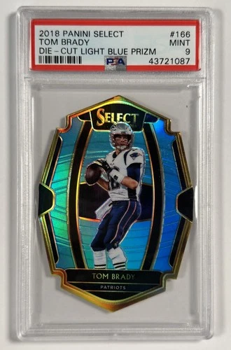 TOM BRADY PSA 9 2018 PANINI SELECT #166 LIGHT BLUE PRIZM DIE-CUT PREMIER 9/99