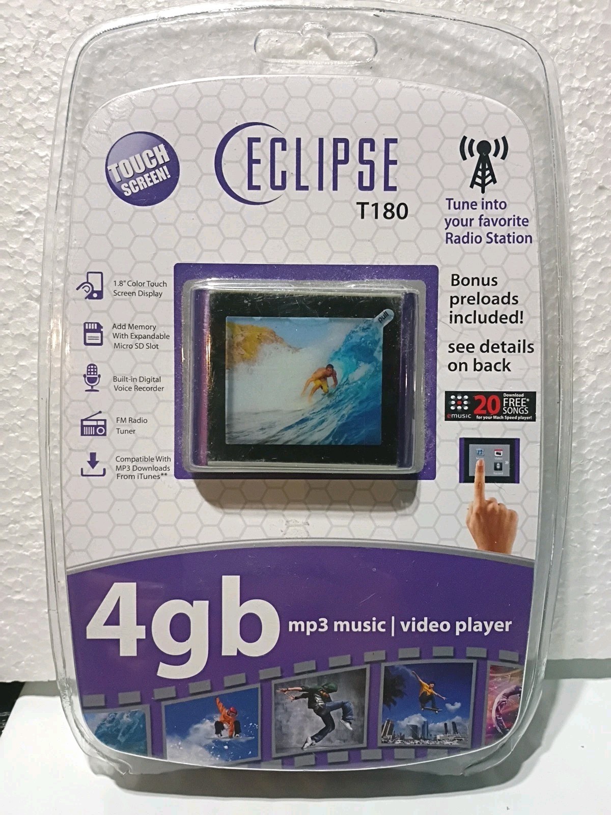 New Eclipse T180 4gb  Mp3 Music Video Player/FM Radio Tuner/