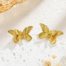 Fashion Gold Plated 3D Butterfly Stud Earrings Versatile Accessories