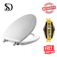 1844CP MAYFAIR 000 Elongated Toilet Seat White Enameled Wood Chrome Hinges