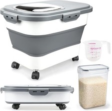 Rice Storage Containers, Collapsible 20 to 30Lbs Food Storage Bin Dispenser with