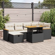Salon de Jardin avec Coussins Canapés Patio 7 pcs Noir Résine Tressée vidaXL
