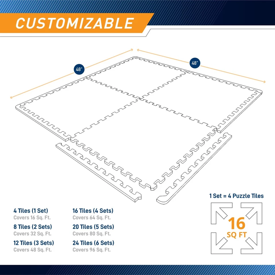 Alfombra de piso de espuma EVA de doble densidad para gimnasio en casa entrelazada para ejercicio... Foto 3 de 4
