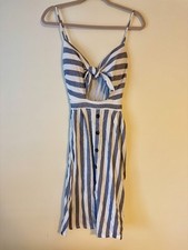 Cameo Rose Blue And White Striped Dress
