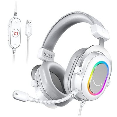  USB Gaming Headset, PC Headphones Wired with Microphone for Computer/Laptop, 