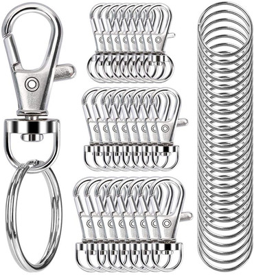 100PCS Swivel Snap Hooks with Key Rings, Premium Metal Swivel Lobster Claw Clas
