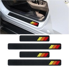 4PCS Tri-Color Door Sill Protectors, Carbon Fiber Door Threshold Pr Color: Red
