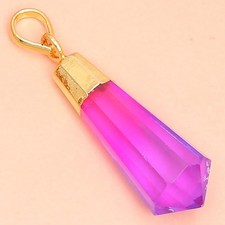 Pendentif bio-tourmaline quartz plaqué or 14 carats bijoux artisanaux 1,5''