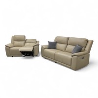 Furniture Village 'Utah' 3+2 Seater Sofa Pebble Leather Power Recliner Headrest